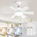 1 Pack 17.9 Inch Socket Fan Light with Remote, Dimmable 3 Colors 6 Speed 1100 Lumens Light Bulb Screw in Ceiling Fan with Lights, Light Socket Ceiling Fan for Bedroom -White