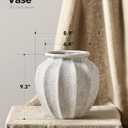 LE TAUCI 9.3" Ceramic Vase, Artisan Large White Ceramic Vase for Modern Farmhouse Home Decor, Substantial & Stable, Handcrafted Flower Vase, Living Room & Dining Room Table Centerpiece, Rustic White