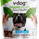 V-dog Soft and Chewy Vegan Wiggle Dog Biscuits - Dog Training Treats - Small, Medium and Large Breeds - Natural Peanut Butter Flavor Superfoods - 10 Ounce - All Natural - Made in The USA
