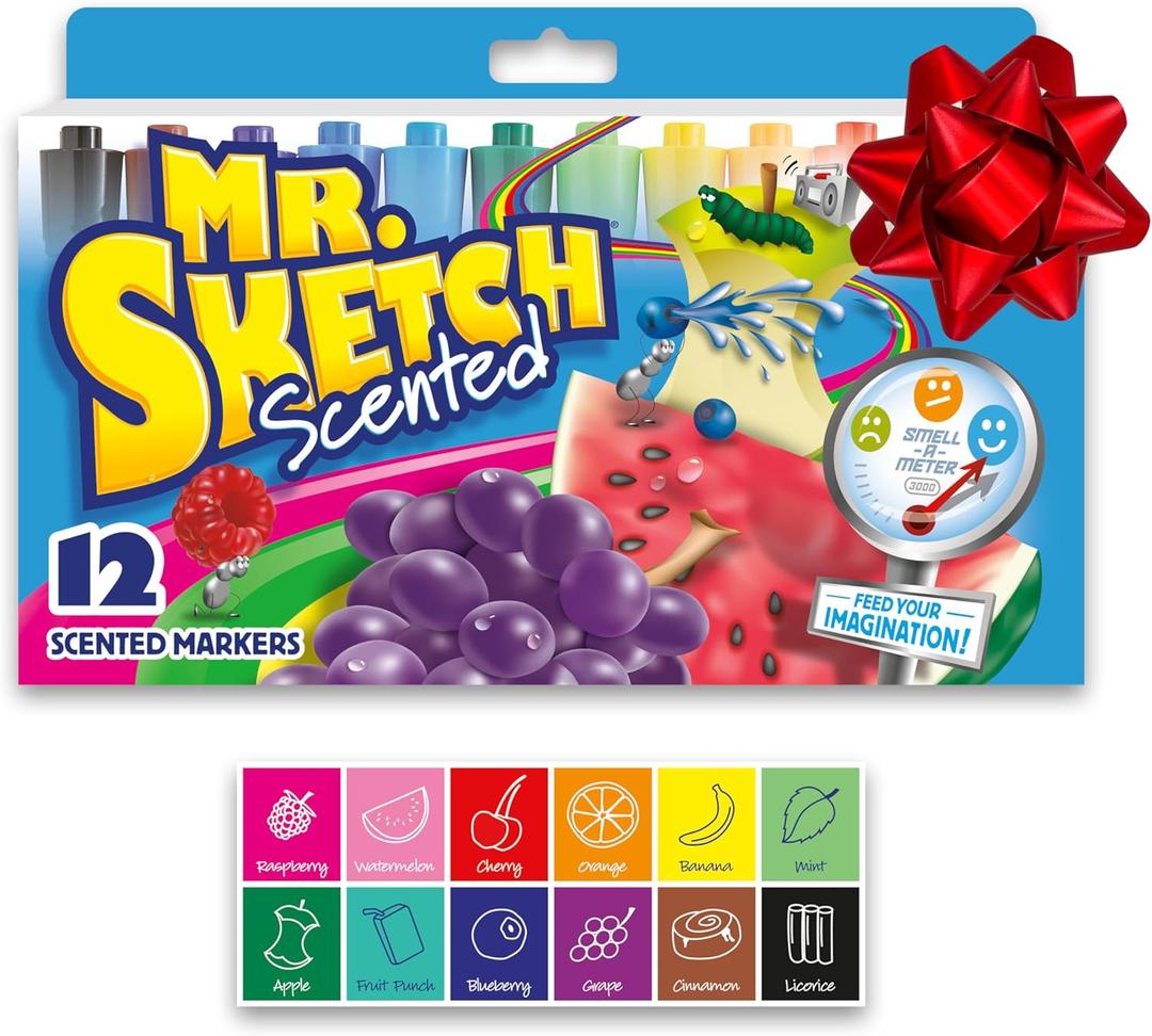 Mr. Sketch Scented Markers, Chisel Tip, Assorted Colors, 12 Count