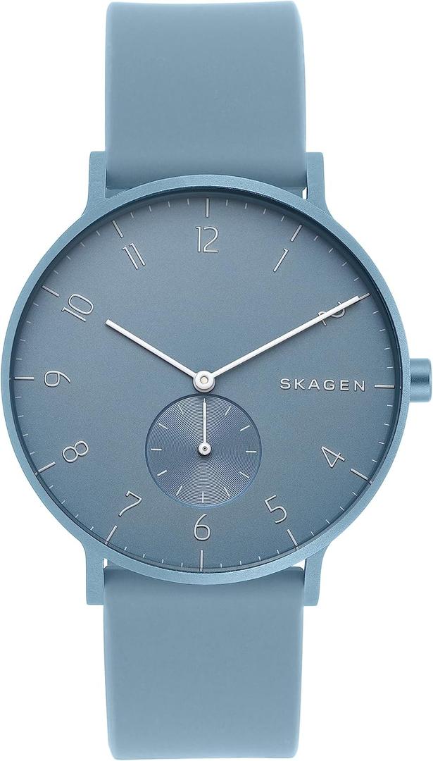 Skagen Aaren Men's Watch or Women's Watch, Silicone Watch for Men or Women (Light Blue Silicone)