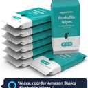 Amazon Basics Flushable Adult Toilet Wipes, Fragrance Free, 42 Count (Pack of 8) (Total 336 wipes) (Previously Solimo)