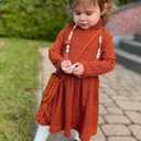 Vieille Toddler Baby Girls Fall Clothes Soft Knit Turtleneck Sweater Dress Long Sleeve Winter Outfits 2-6 Years