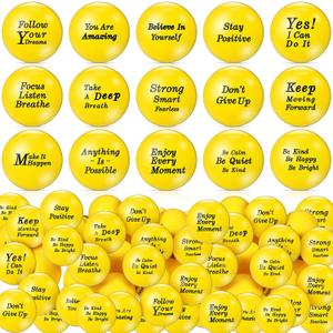 Poen 120 Pcs Motivational Stress Balls for Adults Bulk 1.57 Inch Stress Relief Balls Foam Squeeze Toys with Inspirational Quotes Anxiety Relief Fidget Toys for Office Employee Gifts