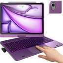 typecase Touch Keyboard Case with Trackpad for iPad Air 11-inch (M3 2025 / M2 2024): 360Rotatable - 11 Colors Backlight - Wireless Keyboard with Pencil Holder for iPad Air 5th & 4th Gen,Purple