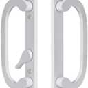 Sliding Patio Door Handle Replacement with Zinc Diecast I/E Pulls, Offset Thumbturn - Fits 1-3/8" to 2" Thick Door, 3-15/16" Hole Spacing, Non-Handed, Only White Handle, not Center Latch