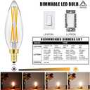 E12 Edison 8W LED Bulb, 100 watt Equivalent Candelabra Dimmable Chandelier Light Bulbs 3000K Soft White Clear 850lm E12 Vintage LED Filament Vintage Candle Bulb with Decorative,4-Pack. (3000k)