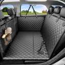 REEVAA Dog Car Seat Cover for Back Seat, Hard Bottom Dog Hammock, Pet Bed Extender for 2-4 Large/Medium Dogs, Waterproof Seat Protector, Universal L Size Fits for SUV Medium Truck, Black