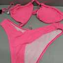 Women Two Piece Bikini Set - Sexy Halter Triangle Bikini Top with High Cut Cheeky Bikini Bottom Swimsuits (Pink, XL)