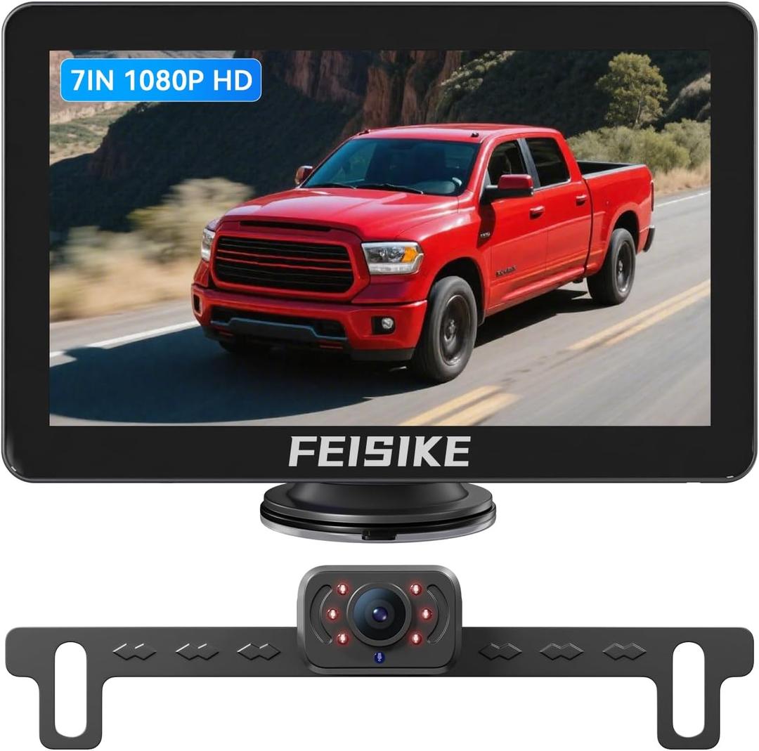 Backup Camera with IR Night Vision, 7 Inch 1080P HD Rear View Camera, Plug-Play, DIY Guide Lines, 150 Wide Angle, Back up Camera Systems for Truck Cars Pickups SUV Van