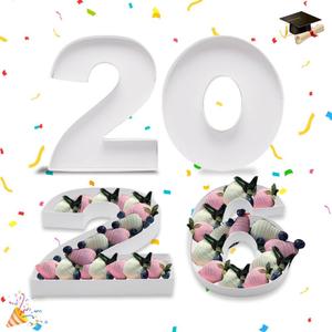 2026 Number Shaped Cardboard Charcuterie Decorative Trays Fillable, Party Food Display Platter for New Year Eve, Graduation (Small)
