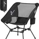Sportneer Camping Chairs, Lightweight Outdoor Chairs with 2 Side Pockets & Storage Bag, Foldable & Portable Lawn Chairs for Camping Hiking Lawn Picnic Beach Outdoor Travel (1, Black)
