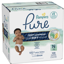 Pampers Pure Protection Baby Diapers, Size 0 (10 lbs ), 128 Count, Up to 100% Leakproof, Premium Plant-based Skin Protection, Hypoallergenic Soft Diapers (Newborn)