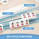 Mahjong Racks with Pushers 4PCS Set Majiang Tile Holder Acrylic Mahjong Racks Accessories and Gifts (Glitter Blue)