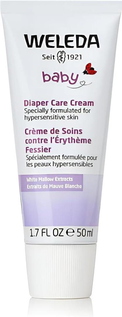 Weleda Baby White Mallow Diaper Care Cream, 1.7 Fluid Ounce, Fragrance Free Plant Rich Protection with White Mallow, Pansy, Sesame and Coconut Oils