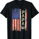 Papaw Grandpa US American Flag Shirt Grandfather Day T-Shirt, XL