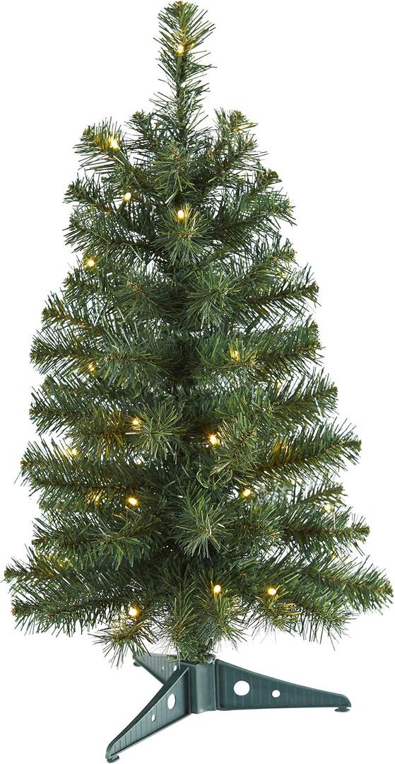 Nearly Natural 2ft. Green Artificial Christmas Tree with 35 LED Lights and 72 Bendable Branches
