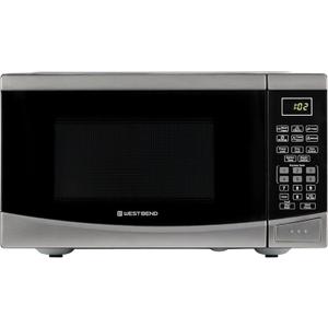 West Bend Microwave Oven 900-Watts Compact with 10 Power Levels and 6 Pre Cooking Settings, Speed Defrost, Electronic Control Panel and Glass Turntable, 0.9-Cu.Ft., Stainless Steel