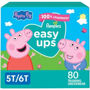 Pampers Training Pants - Easy Ups Girls & Boys - Size 5T-6T, 80 Count, Peppa Pig Potty Underwear