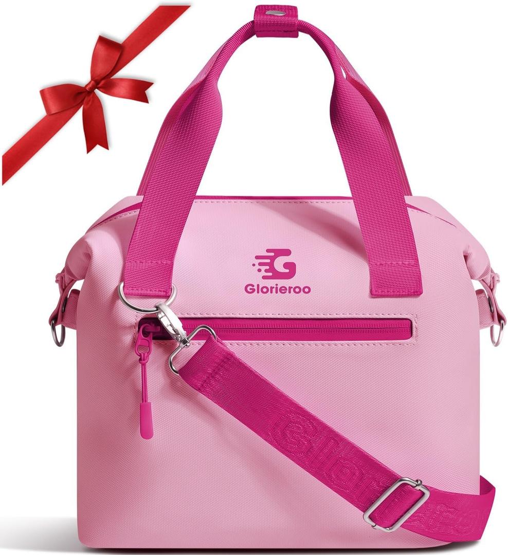 Pastel Lunch Box Women | Insulated Waterproof Leakproof Lunch Bag Cooler | Adjustable Strap | BPA-Free (10L, Berry Blush)