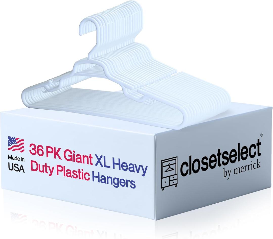19" XL Plastic Hangers, Giant Heavy Duty Hanger, Merrick, XL Hanger, 36