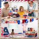 4 Pcs 4th of July Decorations Patriotic Tiered Tray Decorations Signs Rustic Memorial Day Decor Book Block Sign for 250th Anniversary Farmhouse Table Home Tabletop Shelf(Map)