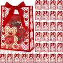 Hillban 30 Pack Clear Valentine's Day Plastic Gift Bags with Ribbons Heart Treat Bags with Die Cut Transparent PVC Tote for Gift Wrapping Wedding Birthday Party Favors, 10x7x3.15 Inch (Festive)