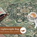 Rugs for Living Room, Lightweight Low Pile Area Rug with Non-Slip Backing Soft Carpet for Bedroom Dining Room Home Office Machine Washable Stain-Resistant Vintage (Forest Green, 6'  9')