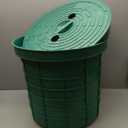 Perforated Sump Basin with Lid Sump Pump Basin Bucket with Drilled Holes for Crawl Spaces,Yards,Patios and Driveways (Green, 18.5 x 16.9 x 15.7 Inch)