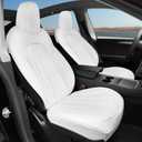 Car Seat Covers Fit for Tesla Model 3 and Model Y, Breathable and Luxury Bottom Seat Cover, Leather Seat Cover for Model 3 2019-2023 and Model Y 2023-2024 (White Back Seat Cover for Model Y)