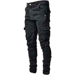 HUNGSON Men's Slim Fit Stretch Jeans Ripped Skinny Jeans for Men, Distressed Straight Leg Fashion Comfort Flex Waist Pants, Size: 38