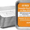 NUPICK 30 Pack Grill Drip Pans Compatible for Weber, 6415 Grill Accessories for Weber Spirit, Genesis, Traveler, Q Series - Grill Grease Pan Liners - Disposable Aluminum Foil Grease Trays - 8.5" X 6"
