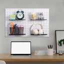 Shimeyao 8 Pcs Pegboard Shelf, Metal Mesh Peg Board Hooks, Shelf Brackets Organizer Attachments for Home Garage Workbench Kitchen, Fit 1/4 and 1/8 Inch, Black