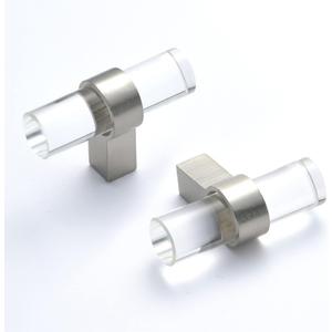 10 Pack Brushed Nickel Cabinet Knobs Clear Glass Crystal Drawer Knobs Kitchen Cabinet Pulls and Knobs for Dresser Drawers T-Bar