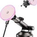for MagSafe Car Mount Charger Dash/Windshield/Vent Wireless Car Charger with [LED Light], Magnetic Phone Holder for Car for iPhone 17 16 15 14 13 12 Series, Fit MagSafe Accessories (Pink)