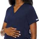 Med Couture Maternity V-Neck Scrub Top, 2 Pockets, Stretchy Side Panels with a Flattering Fit for Pregnant Ladies - MC628
