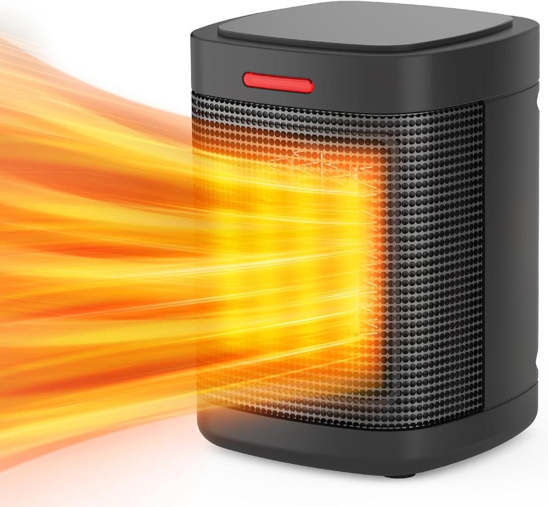 500W Small Space Heater for Indoor Use, Ceramic Personal Heater with Overheating & Tip-Over Protection, Mini Quiet Desk Heater for Home Office Bedroom