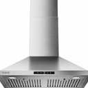 VIKIO HOME Wall Mount Range Hood 30 inch, 580 CFM, Ducted/Ductless Convertible, Stainless Steel Kitchen Vent Hood with 3-Speed Fan and LED Lights