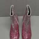 MISSMILLER Women's Glitter Ankle Boots Sequin Sparkly Booties Block Heel Side Zip Zipper Wedding Party Dress Shoes, Size 7