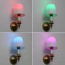 Phansthy Battery Operated Wall Sconce Set of 2, Rechargeable Wall Lights with Dimmable Bulbs and Remote, 12 RGB Colors Wireless Antique Gold Wall Lamps (White Shade, Battery Operated (2 Pack))