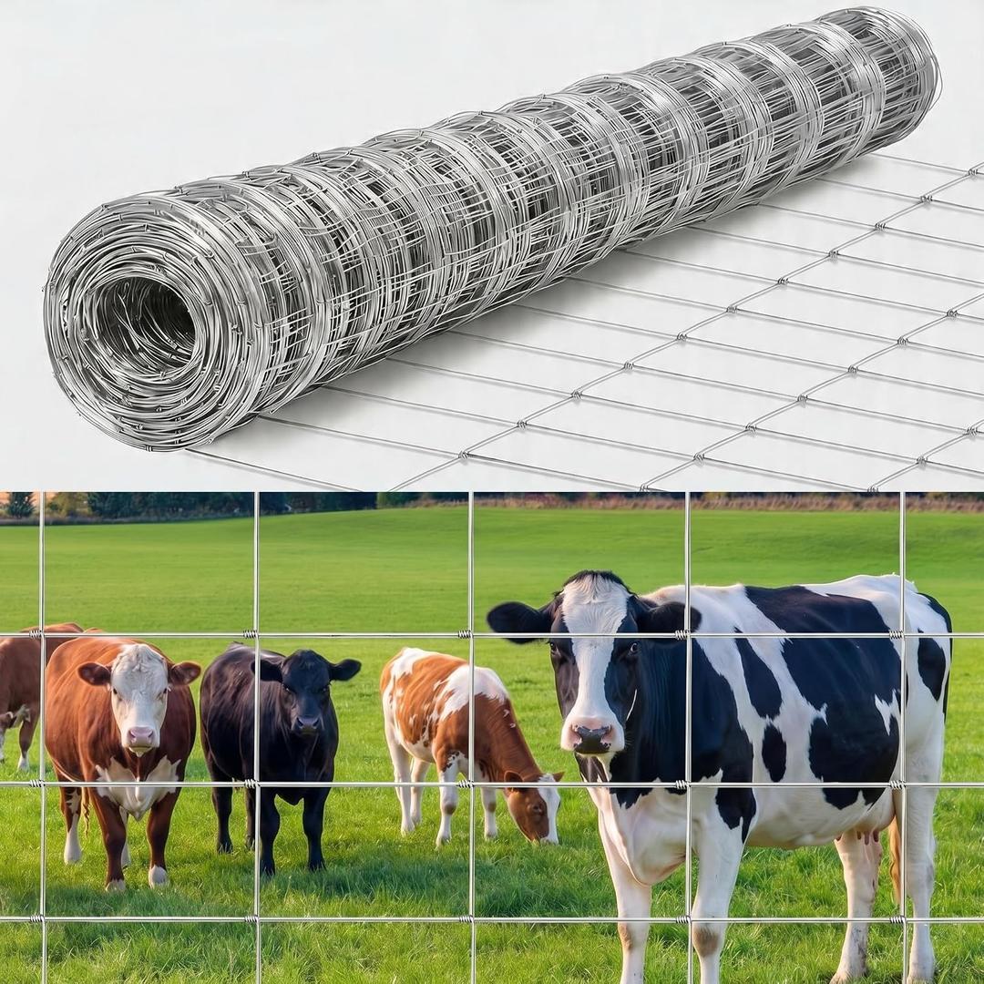 Farm Fence 6FT x 164FT, 12GA Livestock Fence, Goat Fence, Galvanized Cattle Fence, Heavy Zinc Coating Wire Fencing, for Goat Deer Yard Livestock Animals Protection