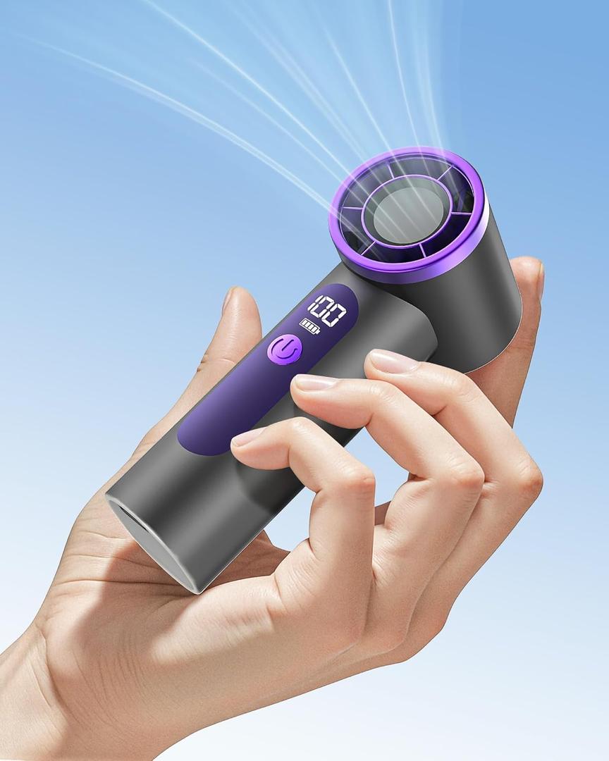 Portable Handheld Fan,4000mAh Rechargeable Turbo Personal Mini Fan,Pocket Design for Travel,Concerts,Sports Games,Camping,Hiking,Best Gifts for Women in Summer (Black)