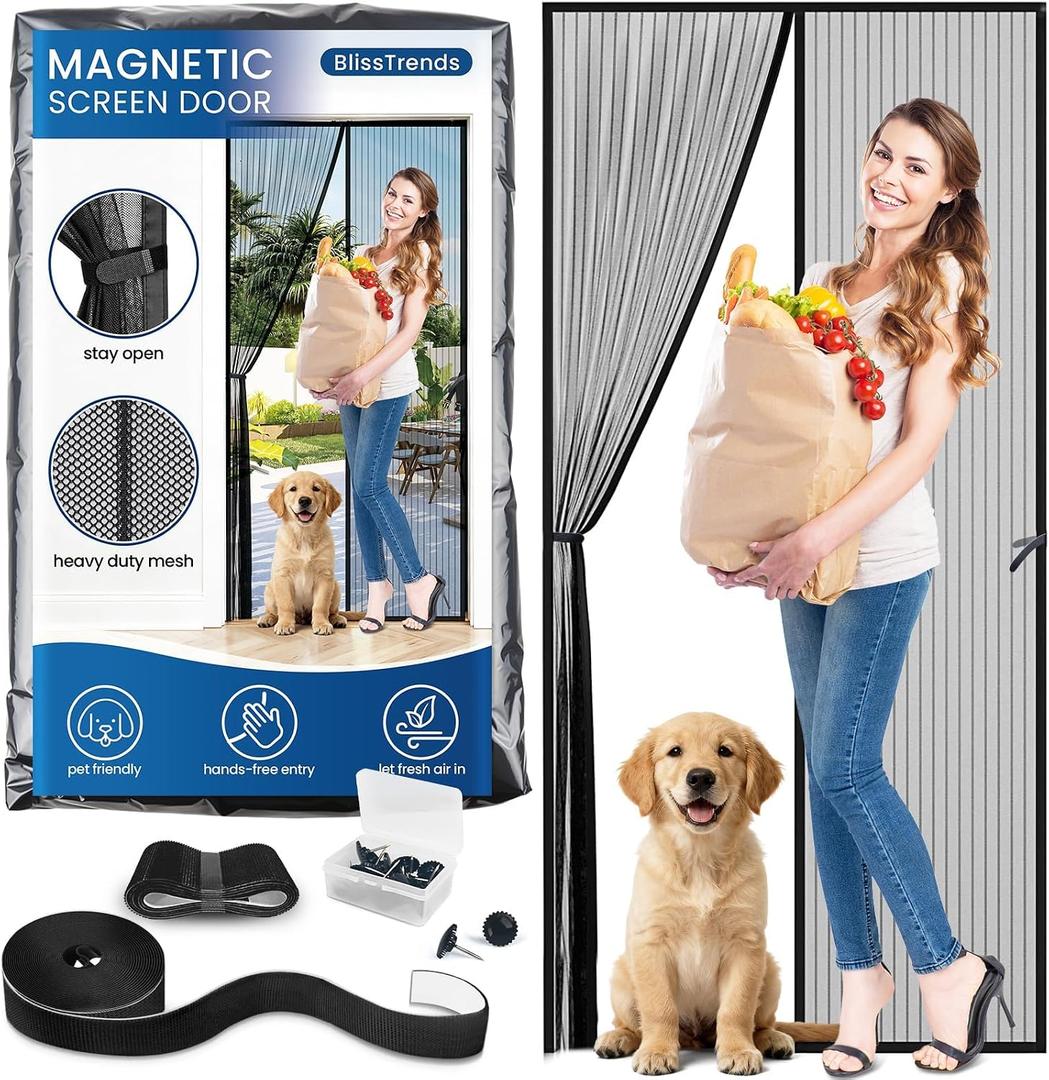 BlissTrends Magnetic Screen Door, Door Screen Magnetic Closure, Patio Screens for Patios Outside Outdoor, Mesh Screen Doors with Magnets Pet Friendly, Screen for Door to Keep Bugs Out (38"83")