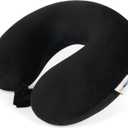 SAIREIDER Travel Pillow 100% Pure Memory Foam Travel Neck Pillow, Airplane Pillow for TravelingCarHomeOfficeWashable CoverBlack