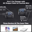 Starlink Mini Car Adapter Cable, 12V-24V USB C Charger 3-in-1 USB-C Port, USB-A Port and DC Male Connector, PD/QC Fast Charging Power Adapter with Digital Display for Trucks, RV (Style D,10 FT)