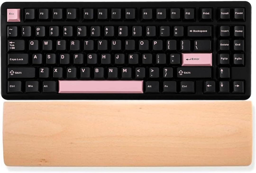 HomeDo Wooden Wrist Rest for Mechanical Keyboards, Support pad for Palm, Ergonomic Rest for Typing and Gaming,Palm Rest,Hand Rest (Beech,11.81x3.15(61 Key 60%))