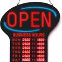 Kanayu LED Open Sign for Business with Programmable Store Hours - 24x17" Large Electronic Digital Message Board for Shop, Bar, Restaurant - Bright Billboard with Instructions