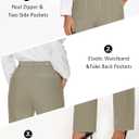 Tapata Women's 28"/30"/32"/34" Straight Linen Dress Pants with Pockets Tall, Petite, Regular for Office Work Business (Brown, XL)