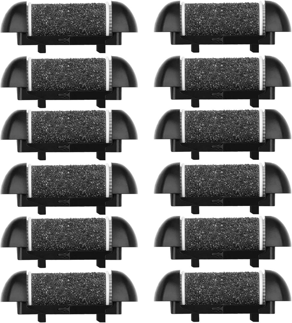 12 Pack Replacement Refill Rollers for Electric Foot File Callus Remover Pedicure Kit Tools Grinding Roller Head for Hard Callus and Tough Dead Skin (12pcs Extra Coarse)