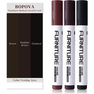 BOPOVA Furniture Markers Touch Up, Scratch Repair Kit, 3 Color Wood Markers for Scratches, Stains, Floors, Tables, Desks, Cabinets, Bedposts (Brown, Reddish Brown, Chestnut)